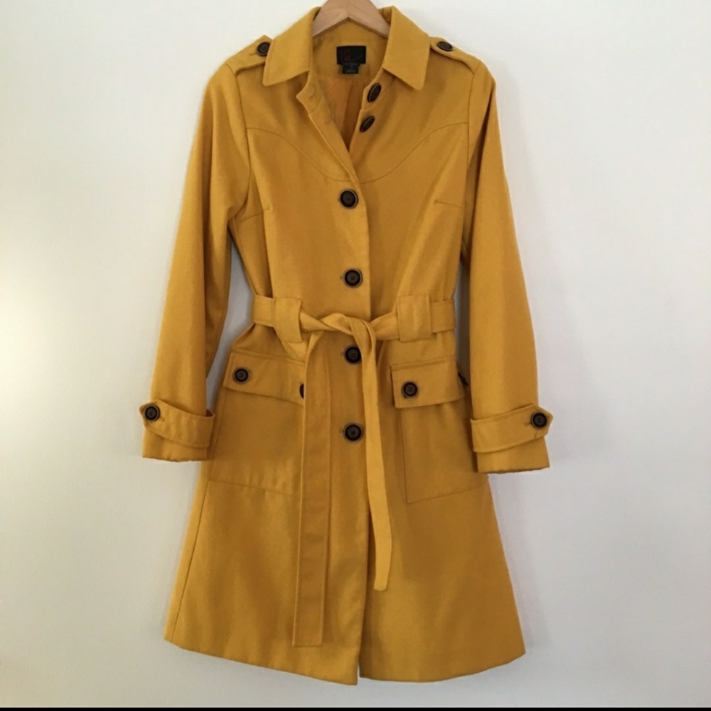 Mustard Yellow Trench Peacoat with Button Details